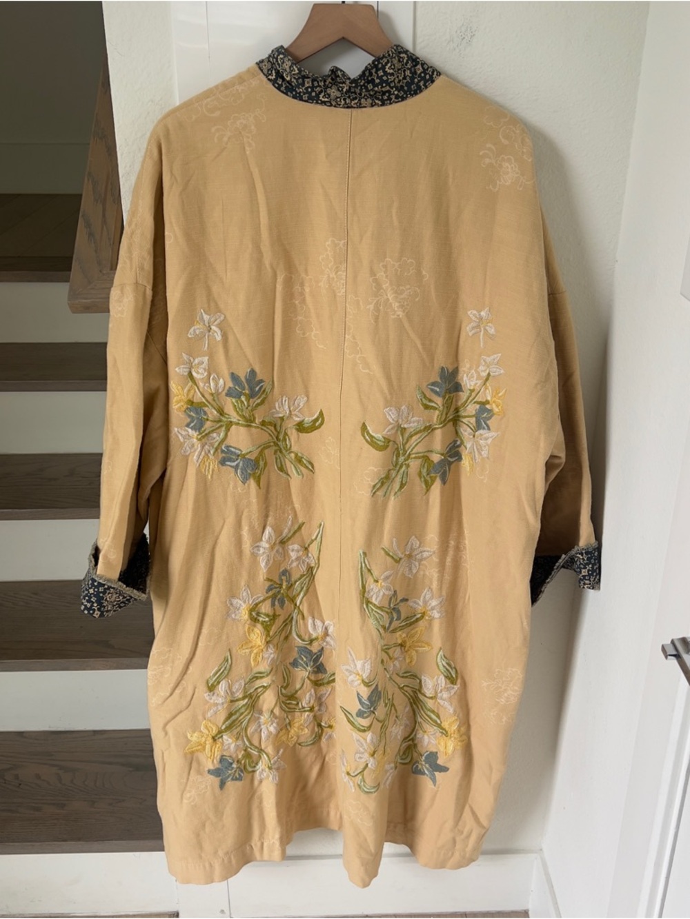 Free People Henlow Embroidered Duster Long Cardigan - Yellow - M/L - NWT - Picture 5 of 8